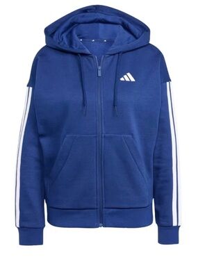 adidas Royal Blue Full-Zip Hoodie with White Stripes
